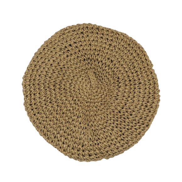 7295 Women Girls Fashion Straw Woven French Beret Hat Classic Crochet main image 5